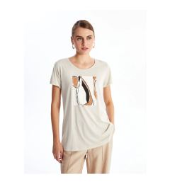 Снимка на LC Waikiki LCWAIKIKI Basic Light Grey Crew Neck Printed Women's T-Shirt