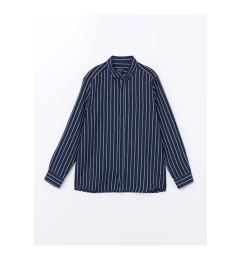 Снимка на LC Waikiki LCWAIKIKI Classic Navy Blue Striped Slim Fit Long Sleeve Striped Dobby Men's Shirt