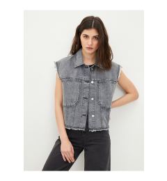 Снимка на LC Waikiki Lcwk Shirt Collar Plain Pocket Detailed Women's Rodeo Jean Vest