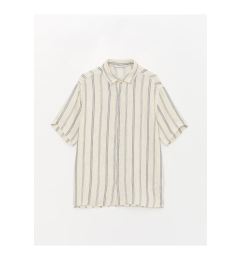 Снимка на LC Waikiki Men's Regular Fit Short Sleeve Striped Linen Blend Shirt