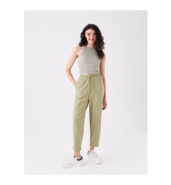 Снимка на LC Waikiki Plain Linen Blend Women's Trousers with Elastic Waist