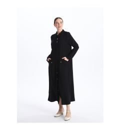 Снимка на LC Waikiki Shirt Collar Plain Long Sleeve Linen Look Women's Abaya