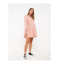 Снимка на LC Waikiki Shirt Collar Plain Long Sleeve Maternity Dress