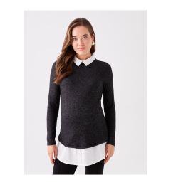 Снимка на LC Waikiki Shirt Collar Plain Long Sleeve Maternity T-Shirt