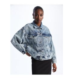 Снимка на LC Waikiki Shirt Collar Plain Long Sleeve Oversize Women's Jean Jacket