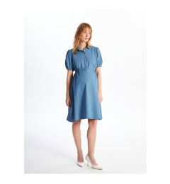 Снимка на LC Waikiki Shirt Collar Plain Short Sleeve Maternity Jean Dress