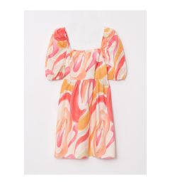 Снимка на LC Waikiki Square Collar Patterned Balloon Sleeve Poplin Women's Dress