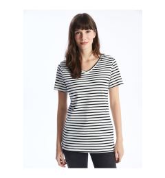 Снимка на LC Waikiki V-Neck Striped Short Sleeve Women's T-Shirt