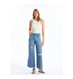 Снимка на LC Waikiki Wideleg Ripped Detailed Women's Jean Trousers