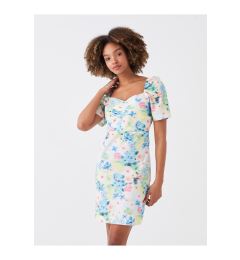 Снимка на LC Waikiki Women's Heart Neck Patterned Short Sleeve Poplin Dress