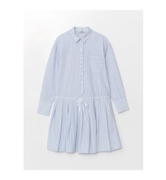 Снимка на LC Waikiki XSIDE Blue Striped Shirt Collar Striped Women's Dress