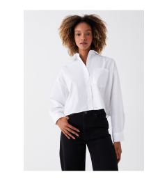 Снимка на LC Waikiki XSIDE Women's Plain Long Sleeve Crop Poplin Shirt