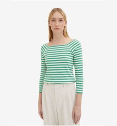 Снимка на Light Green Women's Striped Long Sleeve T-Shirt Tom Tailor - Women