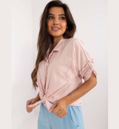 Снимка на Light pink oversize summer shirt with 3/4 sleeves