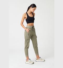 Снимка на LOS OJOS Women's Khaki Cargo Pocket Elastic Waist And Cuff Jogger Trousers Cargo