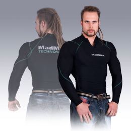 Снимка на MadMax Compression Long Sleeve T-Shirt with Zipper MSW903 Black and Green XXL