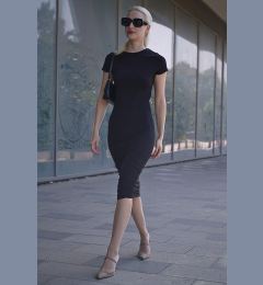 Снимка на Madmext Black Basic Half Turtleneck Long Dress