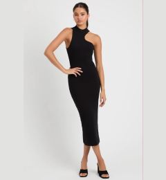 Снимка на Madmext Black Halter Neck Long Basic Dress with Low-cut Shoulders