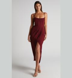 Снимка на Madmext Burgundy Degajee Collar Strap Dress