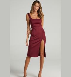 Снимка на Madmext Claret Red with Straps and a Slit Detailed Midi Dress