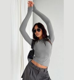 Снимка на Madmext Dyed Gray Crew Neck Basic Long Sleeve Body