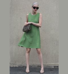 Снимка на Madmext Khaki Zero Sleeve Casual Linen Dress