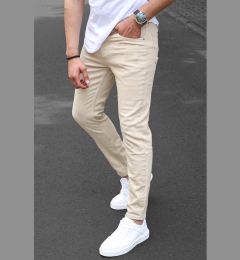 Снимка на Madmext Men's Beige Canvas Slim Fit Trousers