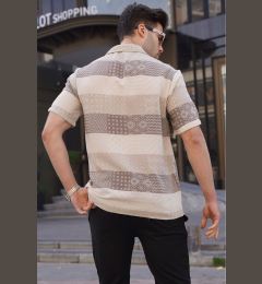 Снимка на Madmext Men's Brown Short Sleeve Jacquard Shirt 5590