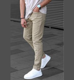 Снимка на Madmext Men's Stone Color Canvas Slim Fit Trousers