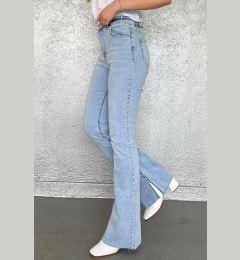 Снимка на Madmext Women's Ice Blue Slit Lycra Wide Leg Jean Trousers