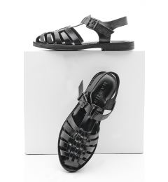 Снимка на Marjin Women's Genuine Leather Lightweight EVA Sole Daily Sandals, Black Kesva.