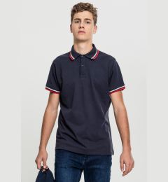 Снимка на Men's Double Stripe Polo Shirt Navy/Blue/Flame Red