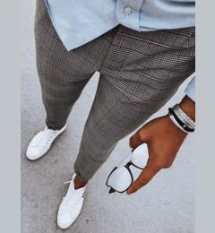 Снимка на Men's Light Grey Checkered Chino Trousers Dstreet