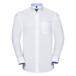 Снимка на Men's Long Sleeve Fitted Shirt Oxford Shirt R920M 100% organic cotton 140 g