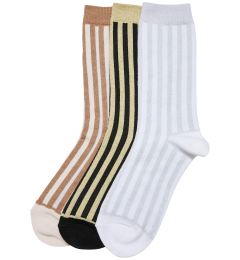 Снимка на Metal Effect Socks Stripe Socks 3-pack black/white sand/white