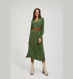 Снимка на Midi dress with wide khaki belt