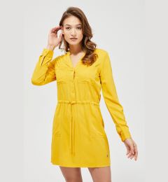 Снимка на Moodo mustard shirt dress with ties at the waist