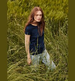 Снимка на Navy blue Iconic women's t-shirt in combed cotton Fruit of the Loom