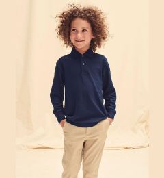 Снимка на Navy blue long sleeve polo shirt Fruit of the Loom