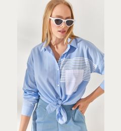 Снимка на Olalook Baby Blue Pocket Detailed Oversize Woven Shirt