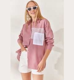 Снимка на Olalook Pale Pink Pocket Detailed Oversize Woven Shirt