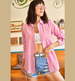 Снимка на Olalook Women's Candy Pink Basic Woven Poplin Shirt