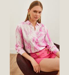 Снимка на Olalook Women's Geometric Pink Patterned Woven Viscose Shirt