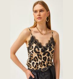 Снимка на Olalook Women's Large Leopard Strap Adjustable Lace Flowy Knitted Undershirt Blouse