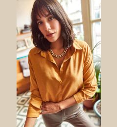 Снимка на Olalook Women's Mustard Stoned Cupra Woven Shirt