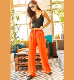 Снимка на Olalook Women's Orange Belted Woven Viscon Palazzo Trousers