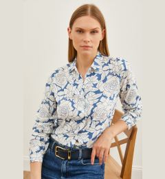 Снимка на Olalook Women's Rose Indigo Patterned Woven Viscose Shirt