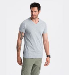 Снимка на Ombre BASIC men's classic cotton tee-shirt with a crew neckline - grey melange