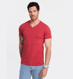 Снимка на Ombre BASIC men's classic cotton tee-shirt with a crew neckline - red melange