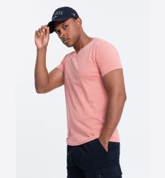 Снимка на Ombre BASIC men's classic cotton tee-shirt with a v-neck - pink